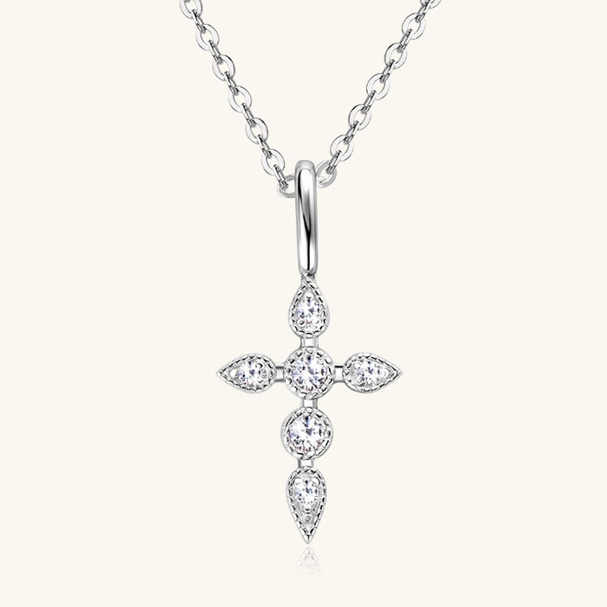 925 Sterling Silver Moissanite Cross Pendant Necklace - NocturnalExpressions