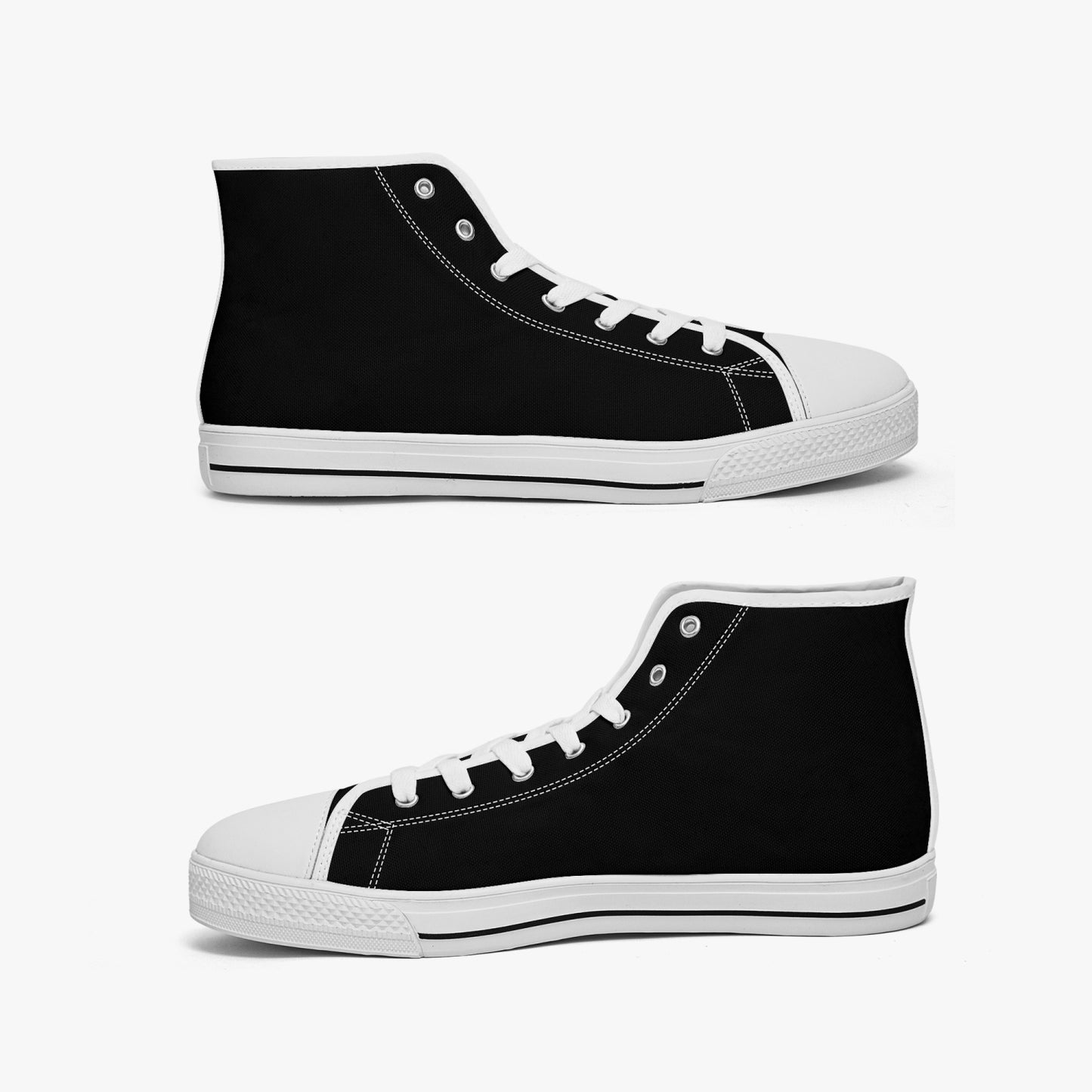 Black and White/Black High-top Canvas Sneakers - NocturnalExpressions