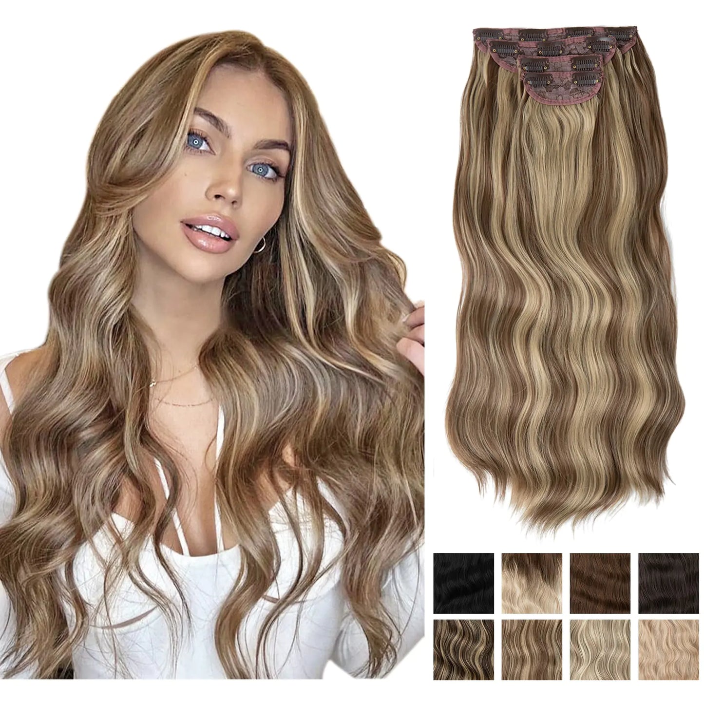 Synthetic Long Wavy Clip In Hair Extensions - NocturnalExpressions