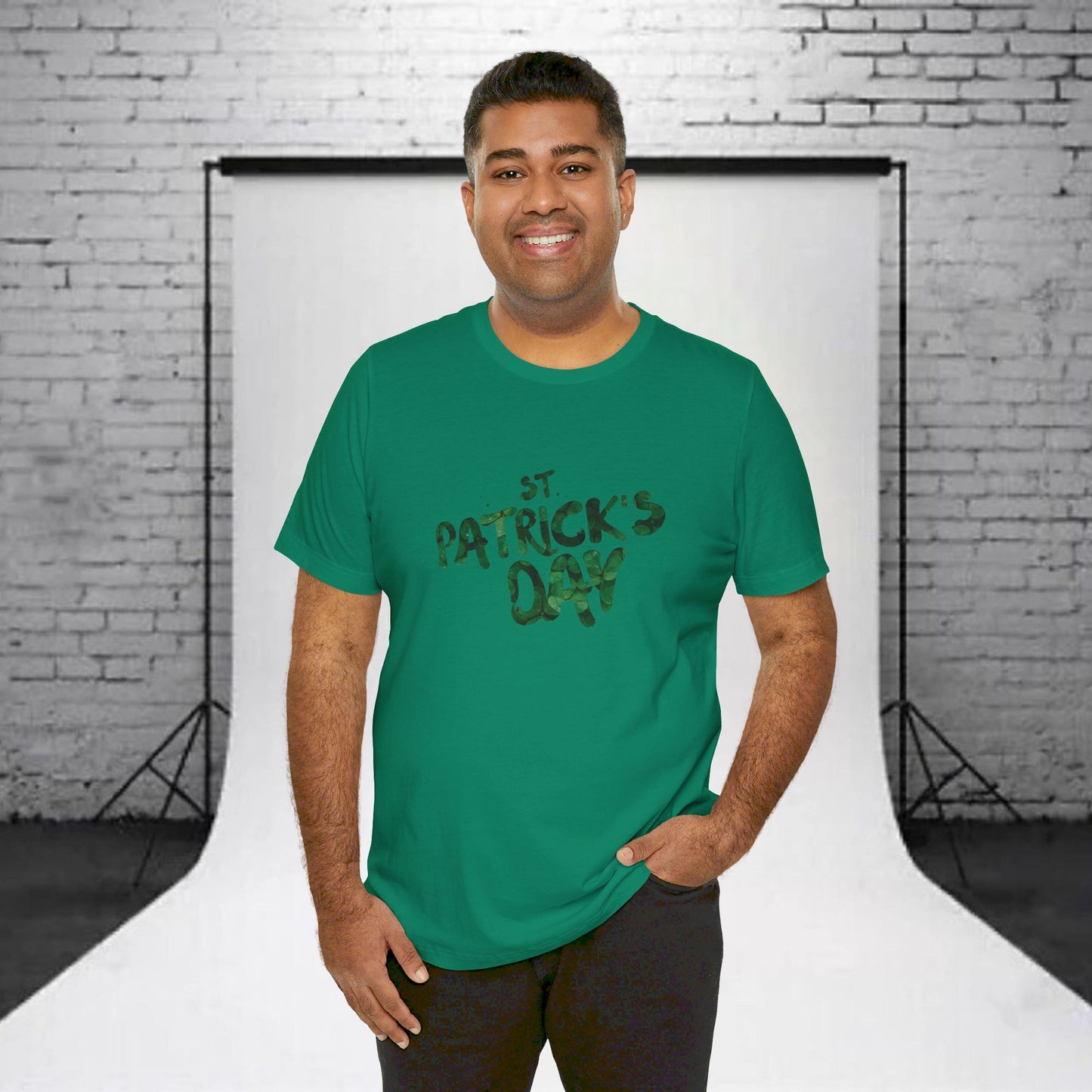 St Patrick's Day Shamrocks Typography Graphic Design Jersey Short Sleeve Tee