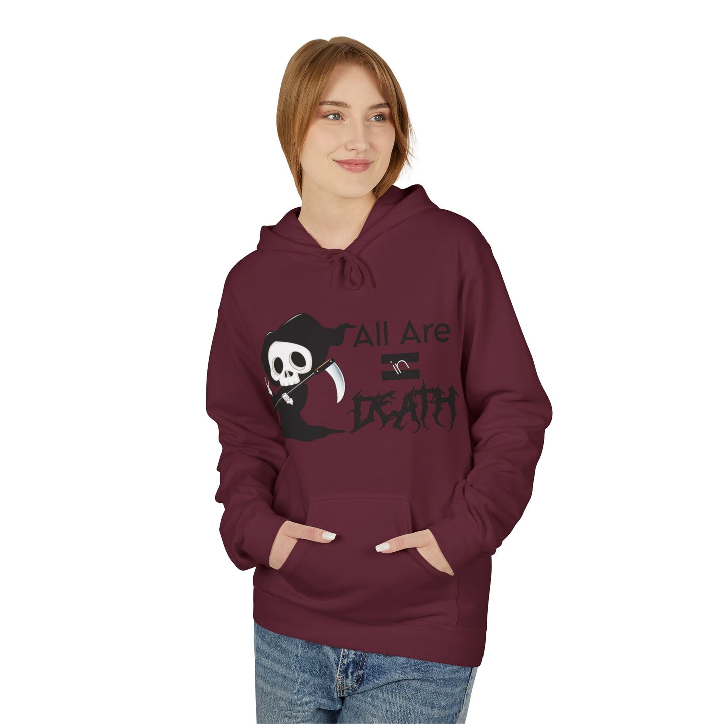 All Are Equal In Death Typographical Art Unisex Softstyle Fleece Hoodie