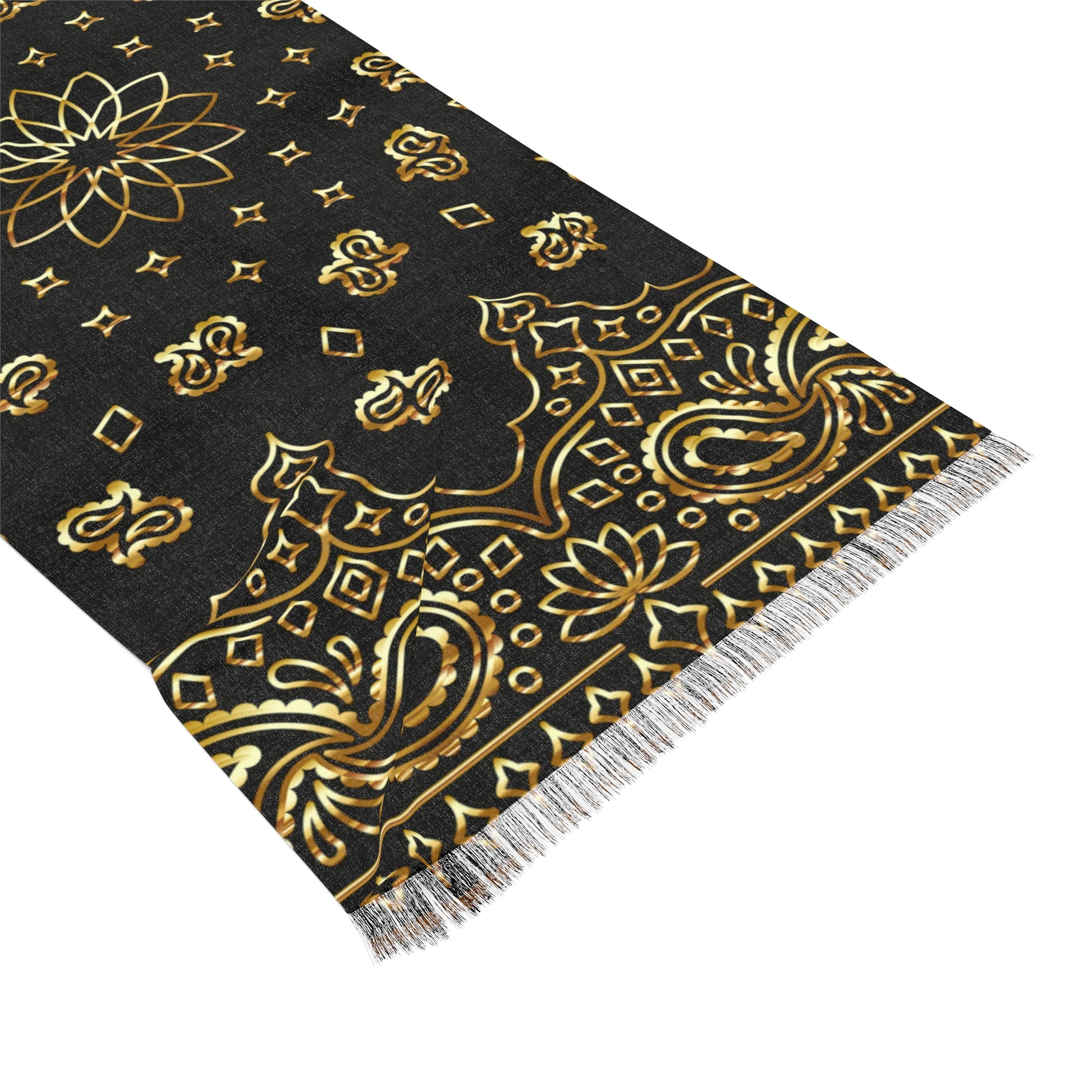 Black and Gold Pattern Scarf - NocturnalExpressions