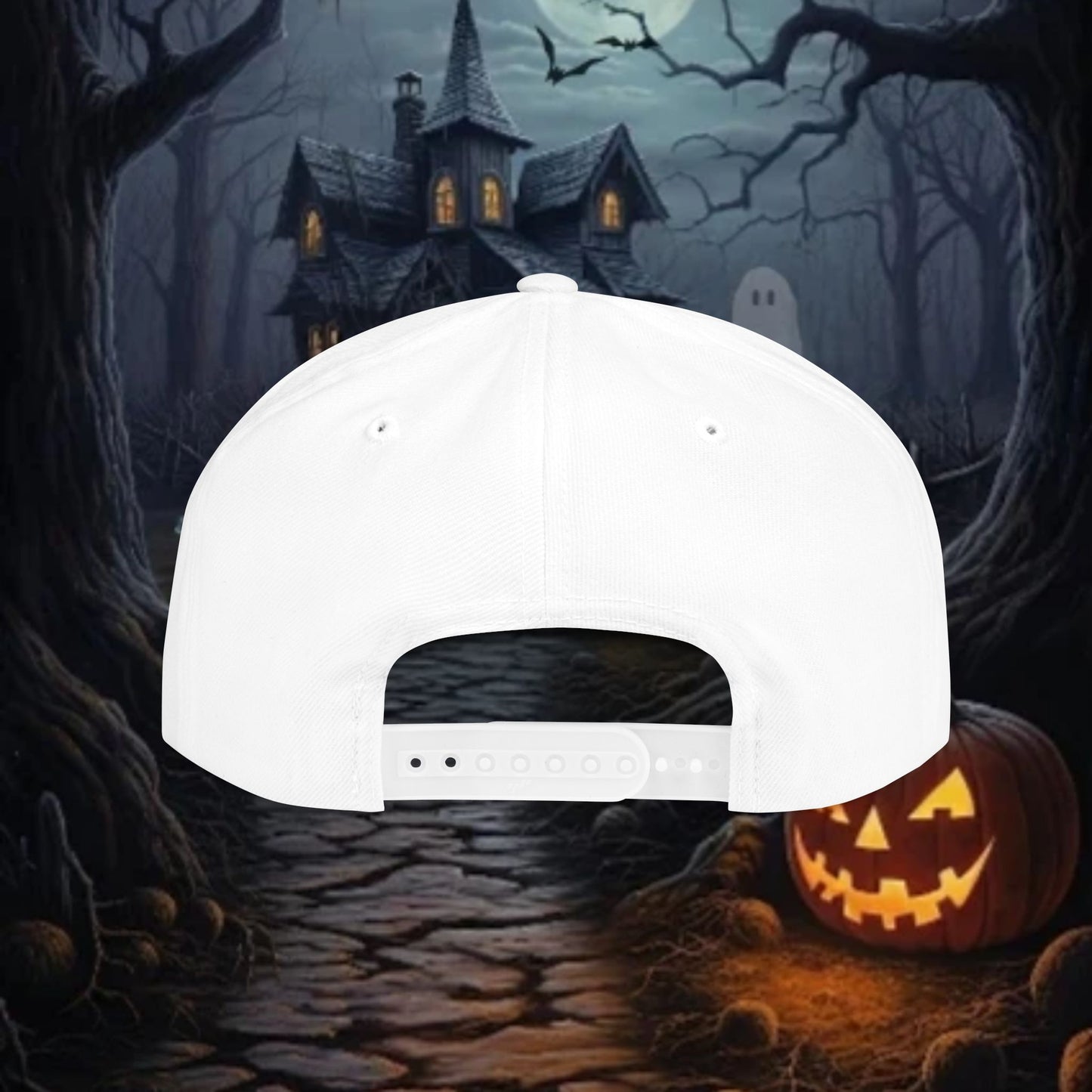 Bootiful Ghost Embroidered Flat Bill Snapback