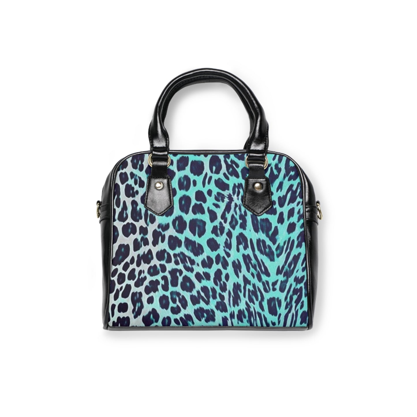 Teal & White Color Gradient Leopard Print Shoulder Handbag - NocturnalExpressions