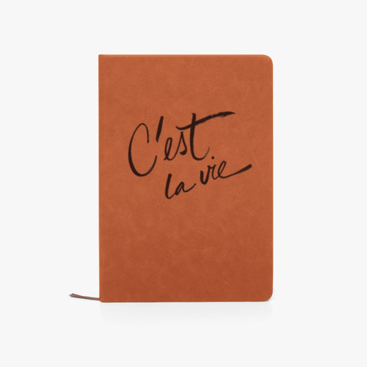 Cest La Vie Typography  PU Leather Journal Notebook - NocturnalExpressions