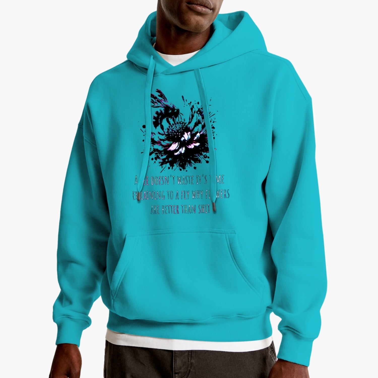 A Bee Doesn't Waste It's Time Typographical Art Pullover Hoodie - NocturnalExpressions