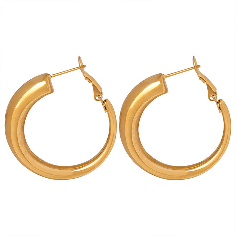 18K Gold Simple Atmospheric Hollow Round Design Versatile Earrings - NocturnalExpressions