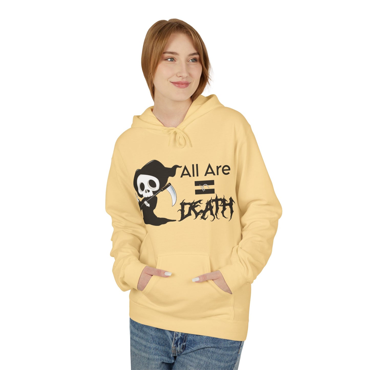 All Are Equal In Death Typographical Art Unisex Softstyle Fleece Hoodie