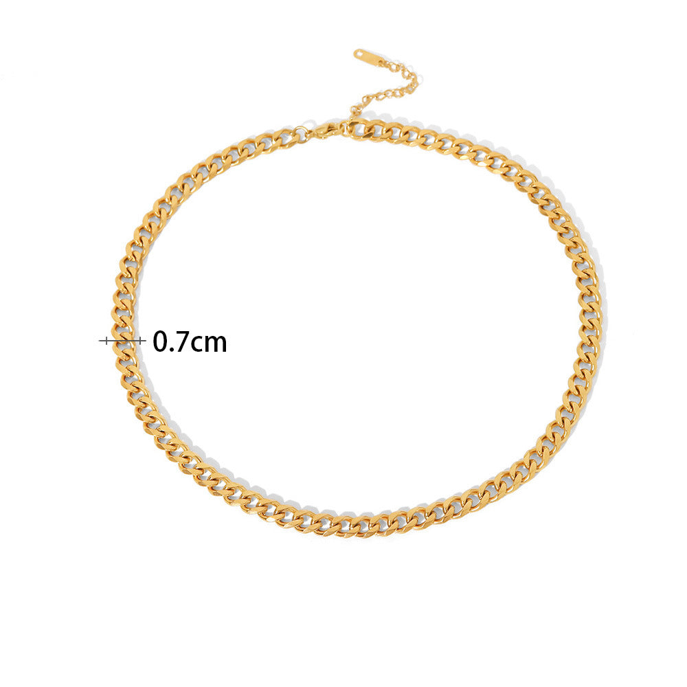 18K Gold Vintage Simple Cuban Chain Design Versatile Necklace - NocturnalExpressions