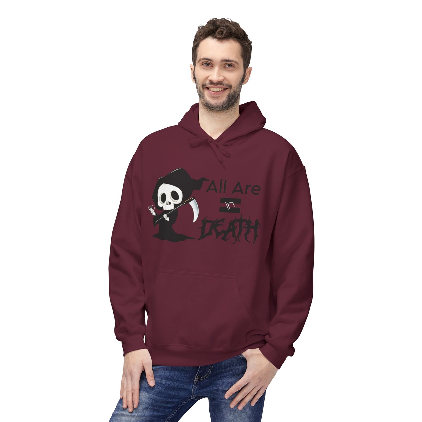 All Are Equal In Death Typographical Art Unisex Softstyle Fleece Hoodie