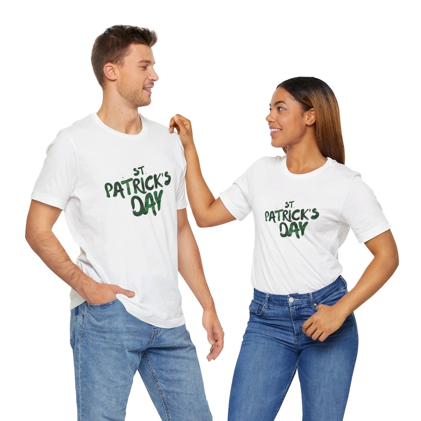 St Patrick's Day Shamrocks Typography Graphic Design Jersey Short Sleeve Tee