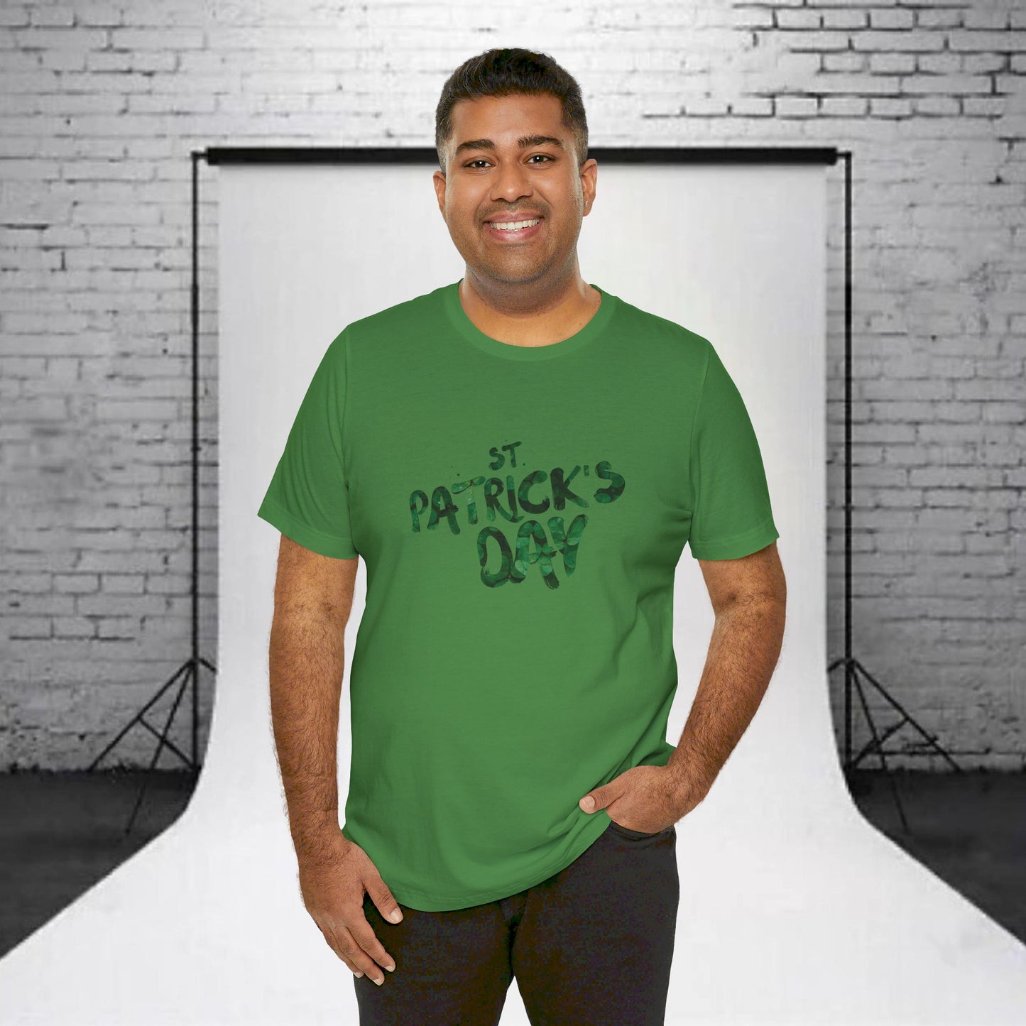 St Patrick's Day Shamrocks Typography Graphic Design Jersey Short Sleeve Tee