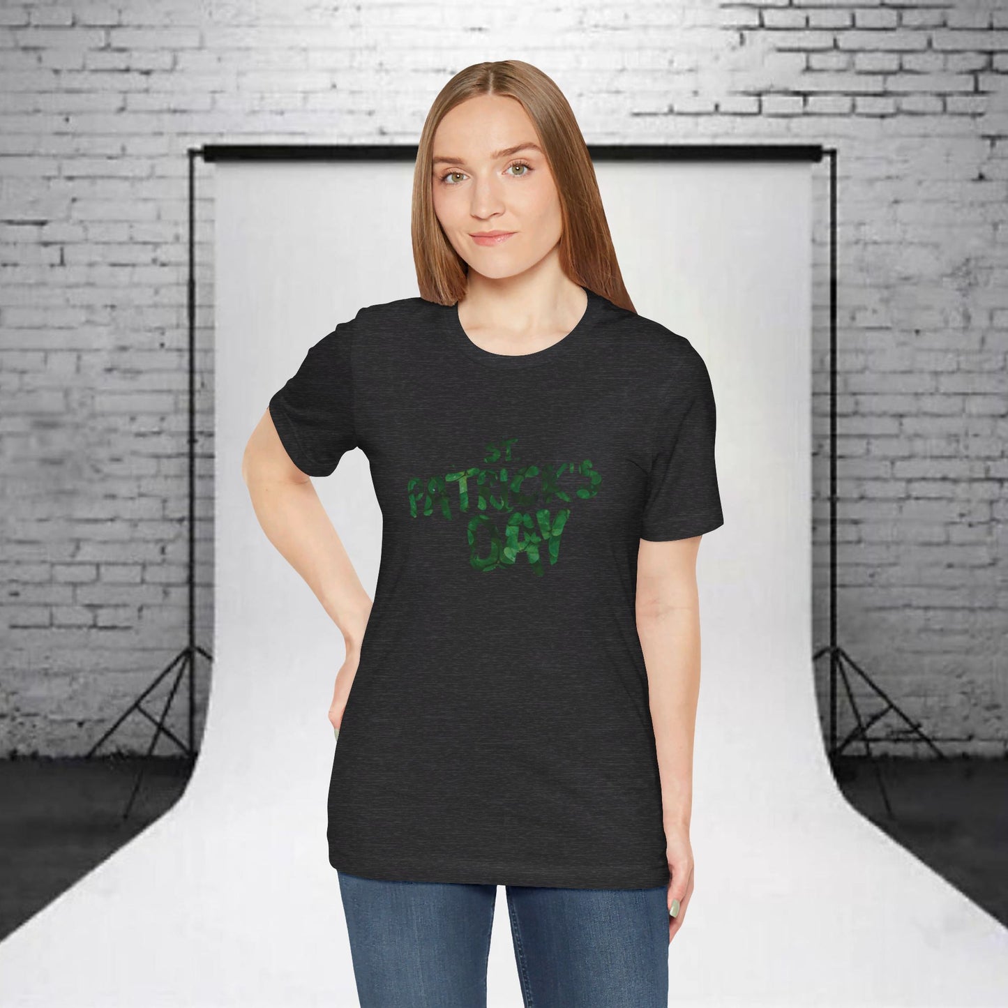 St Patrick's Day Shamrocks Typography Graphic Design Jersey Short Sleeve Tee