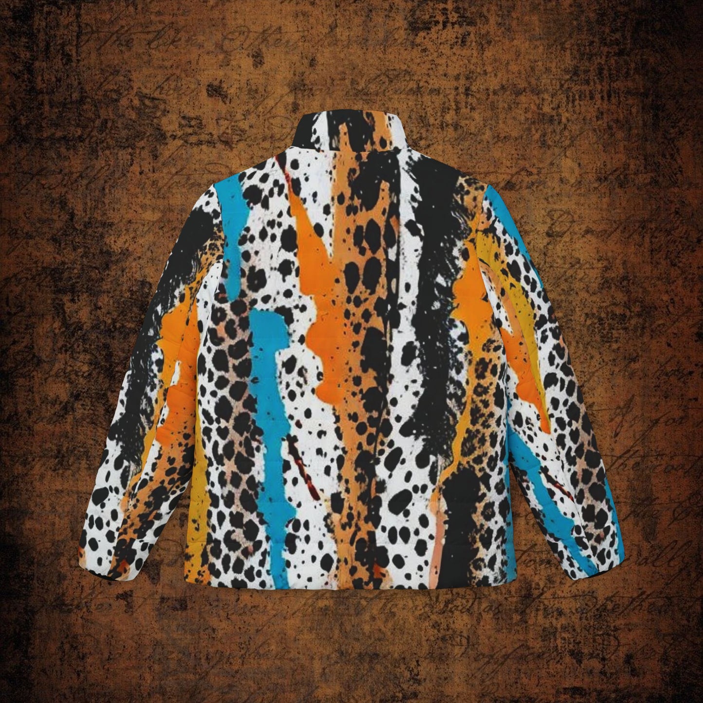 Women’s Multicolored Splatter Paint Pattern Puffer Jacket