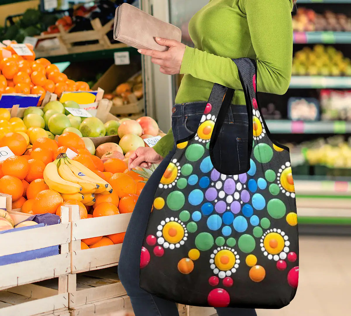 3-Pack Mandala Design Reusable Grocery Bags