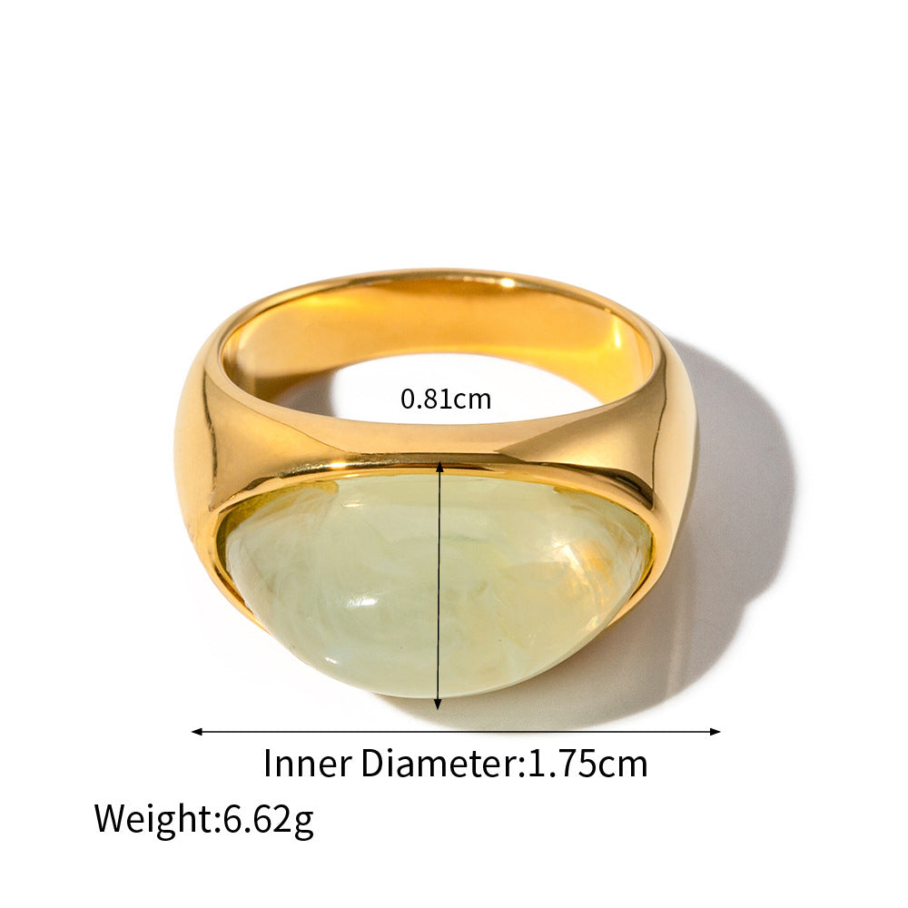 18k Gold Classic Fashion Inlaid Gemstone Design Simple Style Ring - NocturnalExpressions