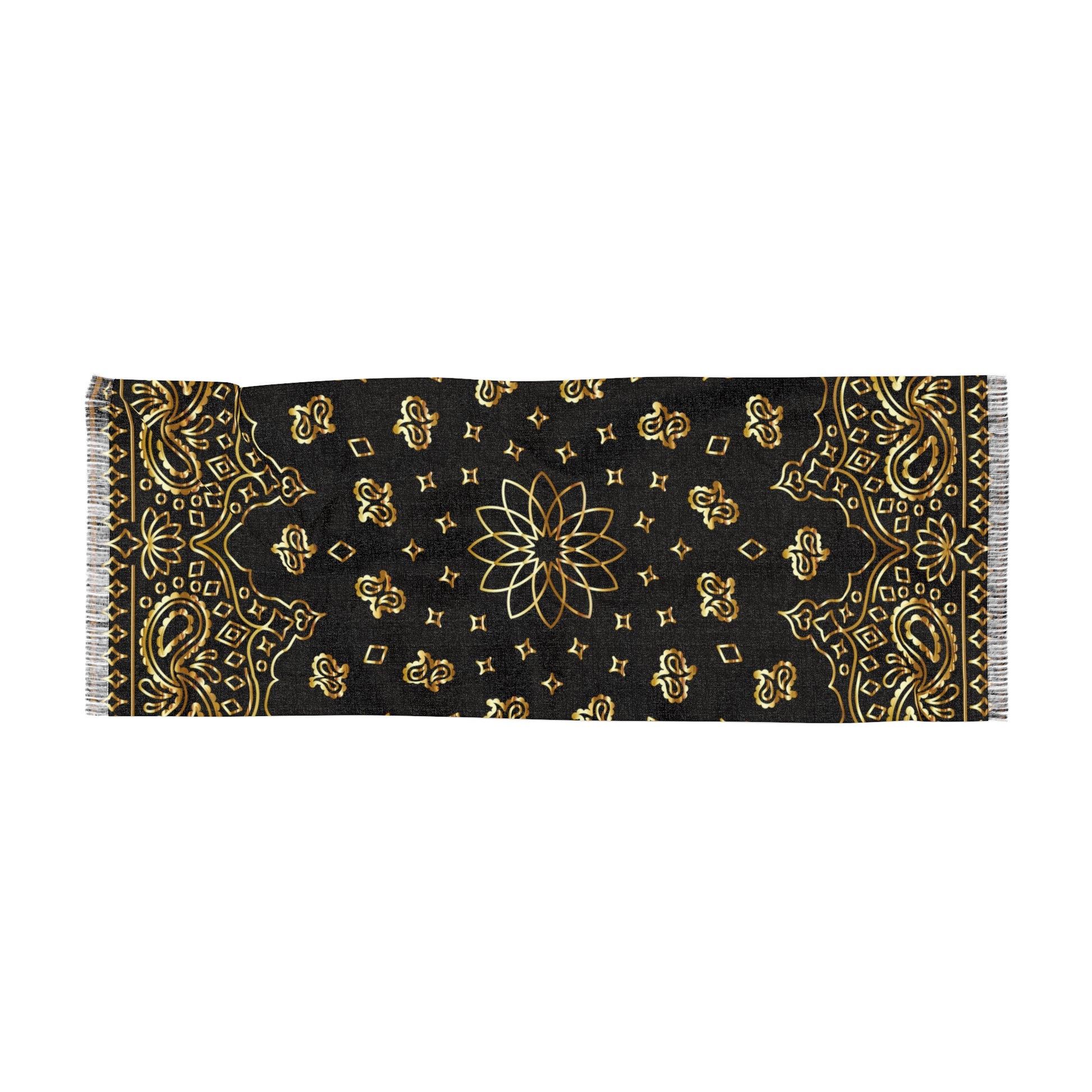 Black and Gold Pattern Scarf - NocturnalExpressions