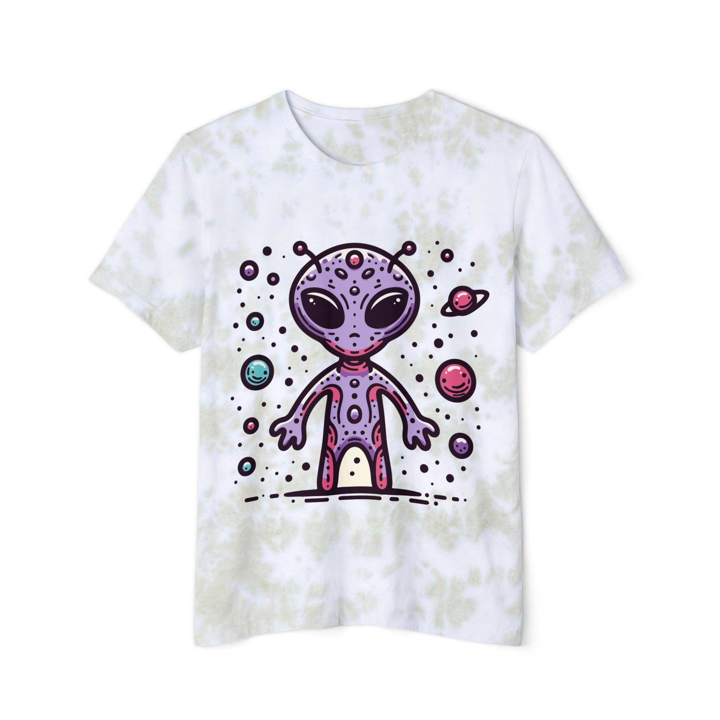 Alien Typographical Art Fashion Tie-Dyed T-Shirt