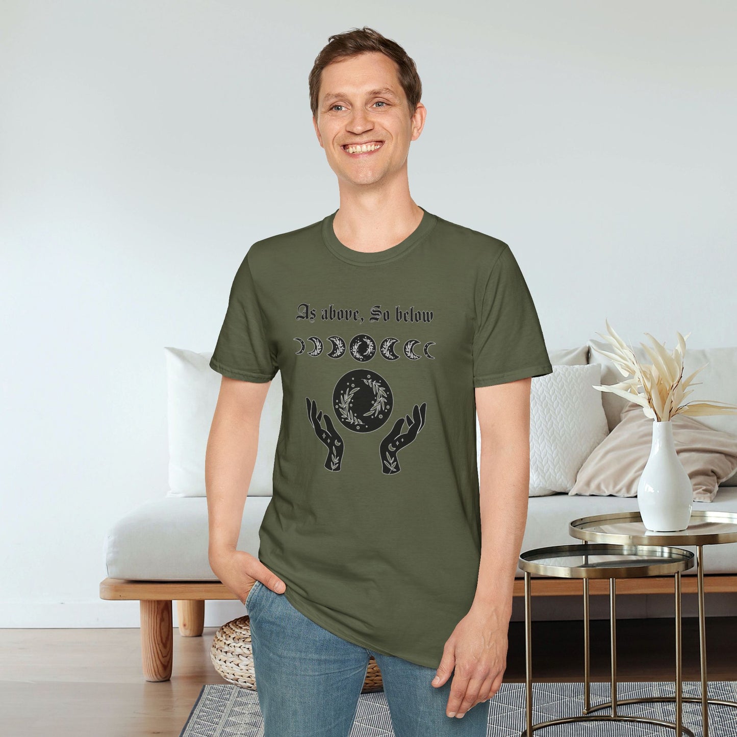 As Above So Below Typographical Art Softstyle T-Shirt