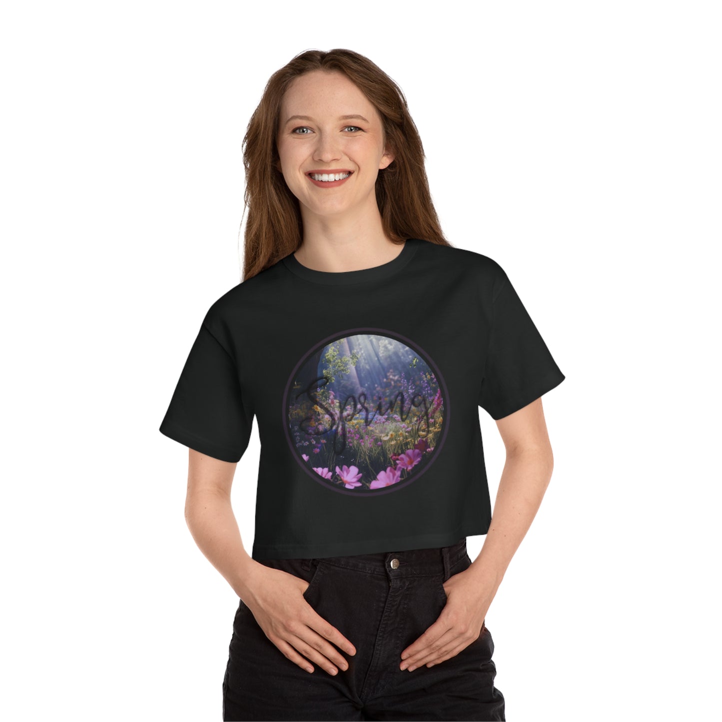 Spring Meadow Graphic Design Champion Women's Heritage Cropped T-Shirt - NocturnalExpressions