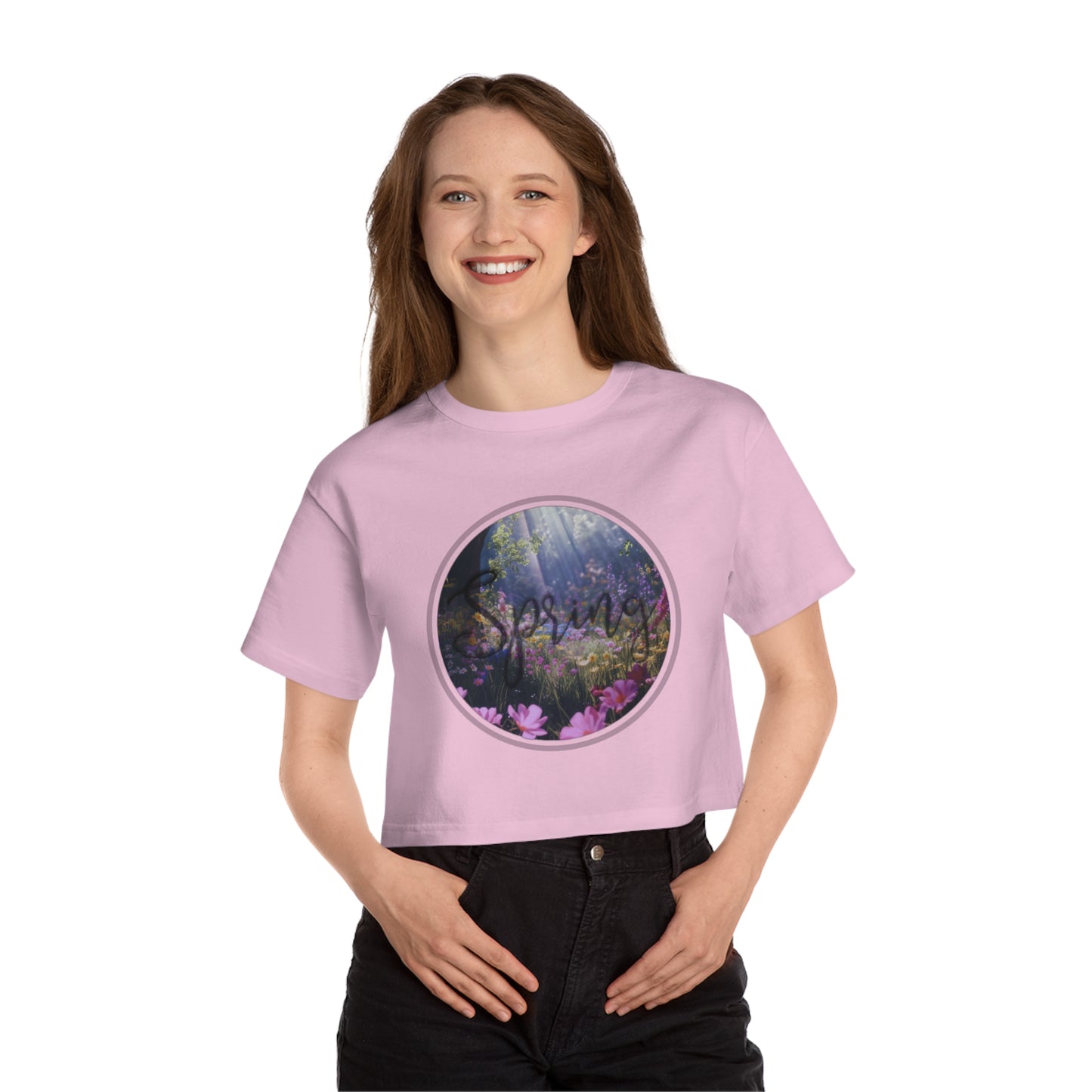 Spring Meadow Graphic Design Champion Women's Heritage Cropped T-Shirt - NocturnalExpressions