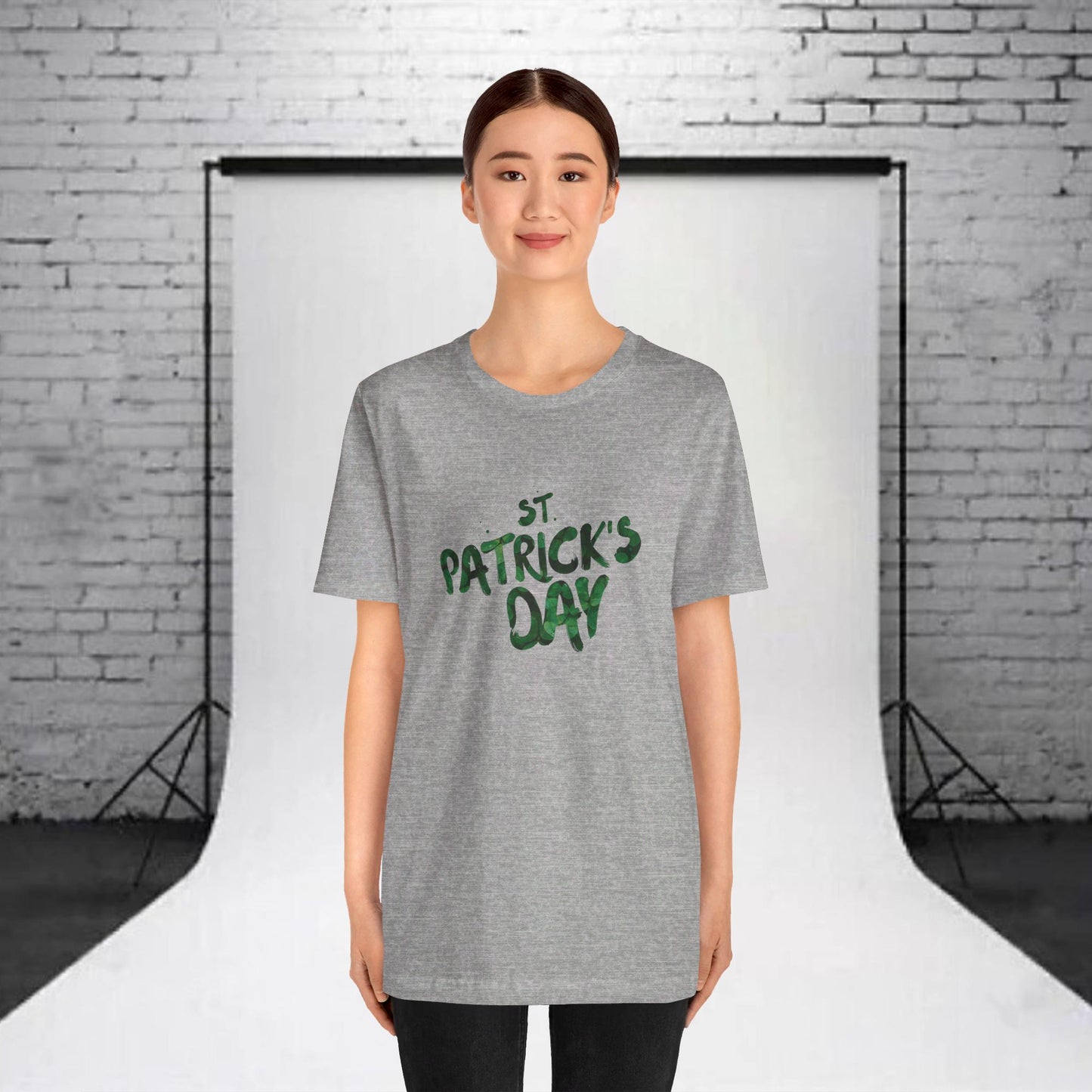 St Patrick's Day Shamrocks Typography Graphic Design Jersey Short Sleeve Tee