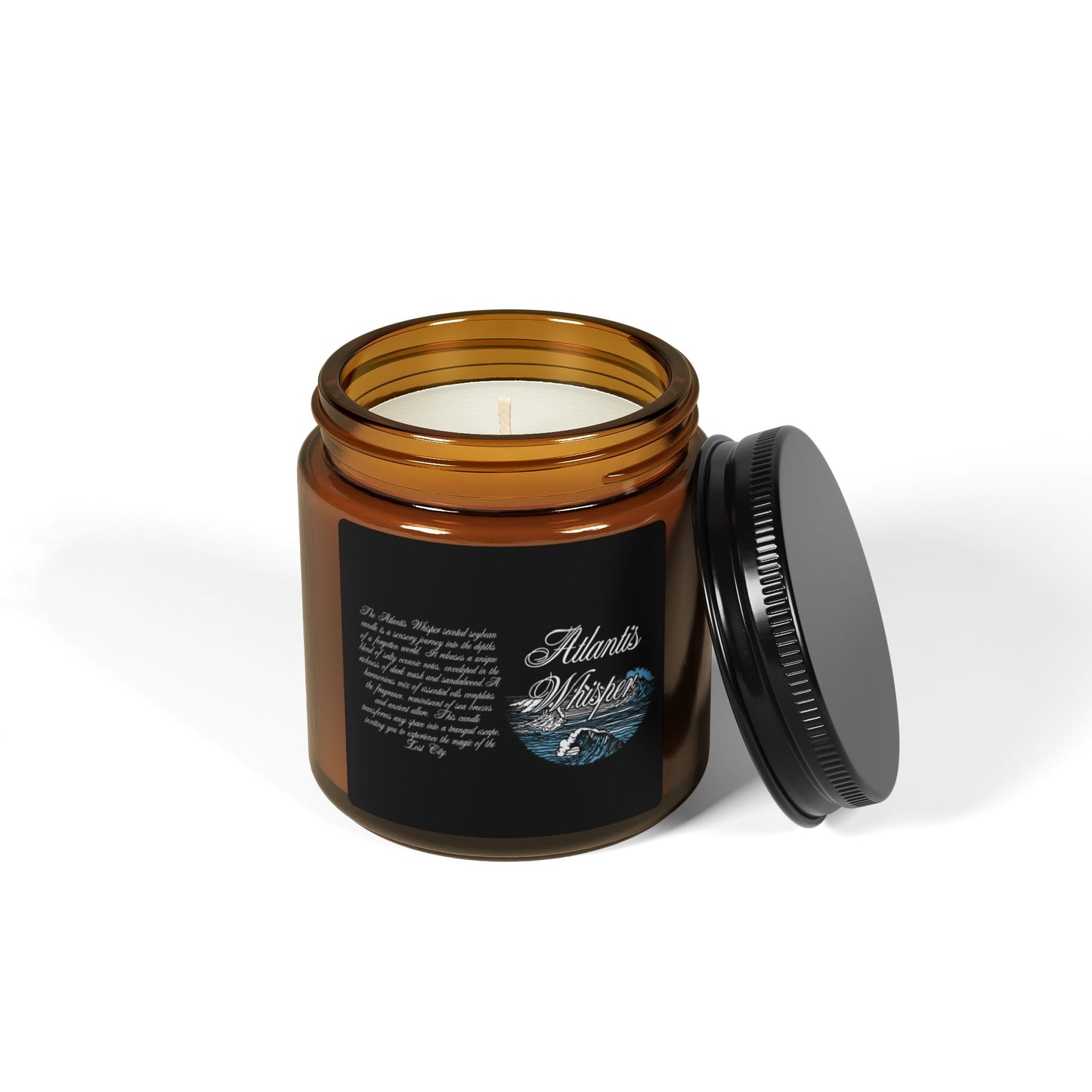 Atlantis Whisper Scented Soy Candle (Multi-Size:4 & 9oz, Amber Jar)