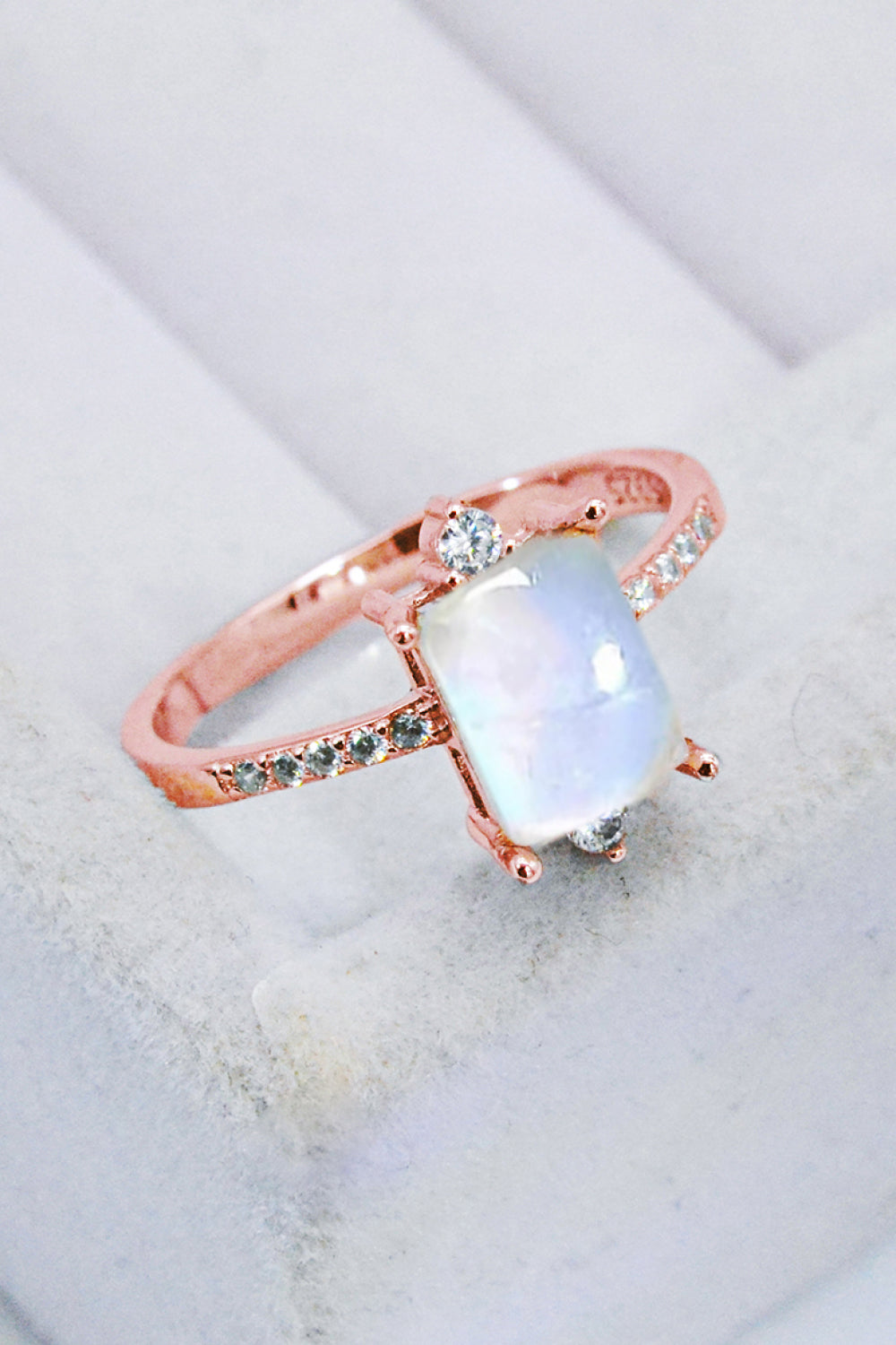 925 Sterling Silver Square Moonstone Ring - NocturnalExpressions