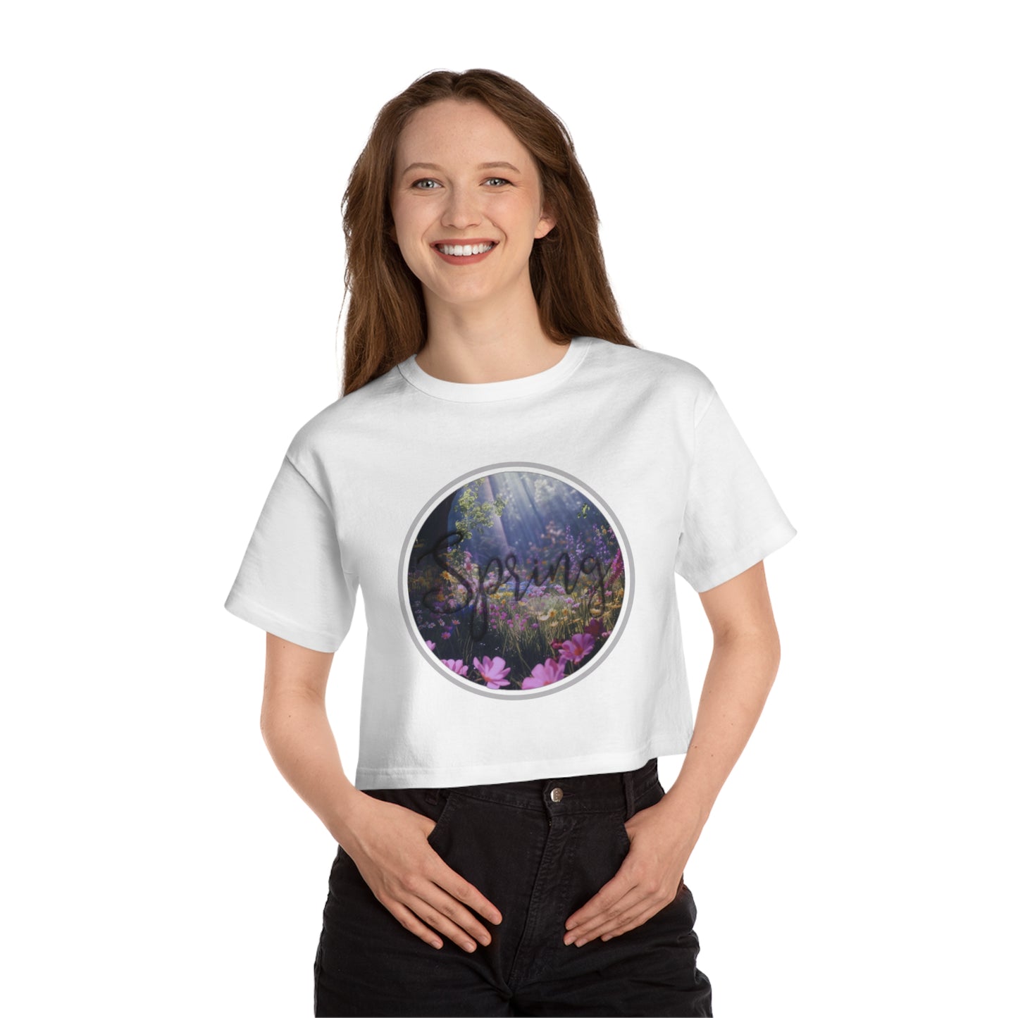 Spring Meadow Graphic Design Champion Women's Heritage Cropped T-Shirt - NocturnalExpressions