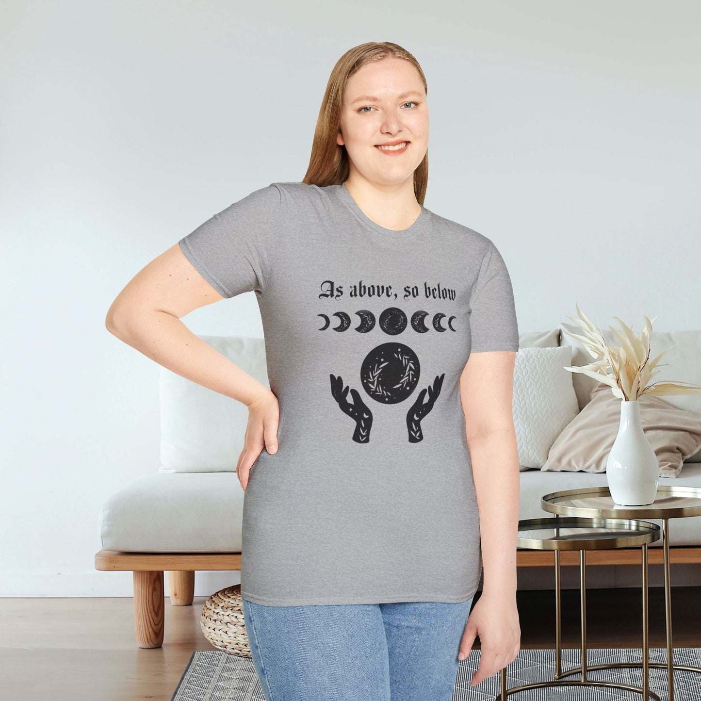 As Above So Below Typographical Art Softstyle T-Shirt