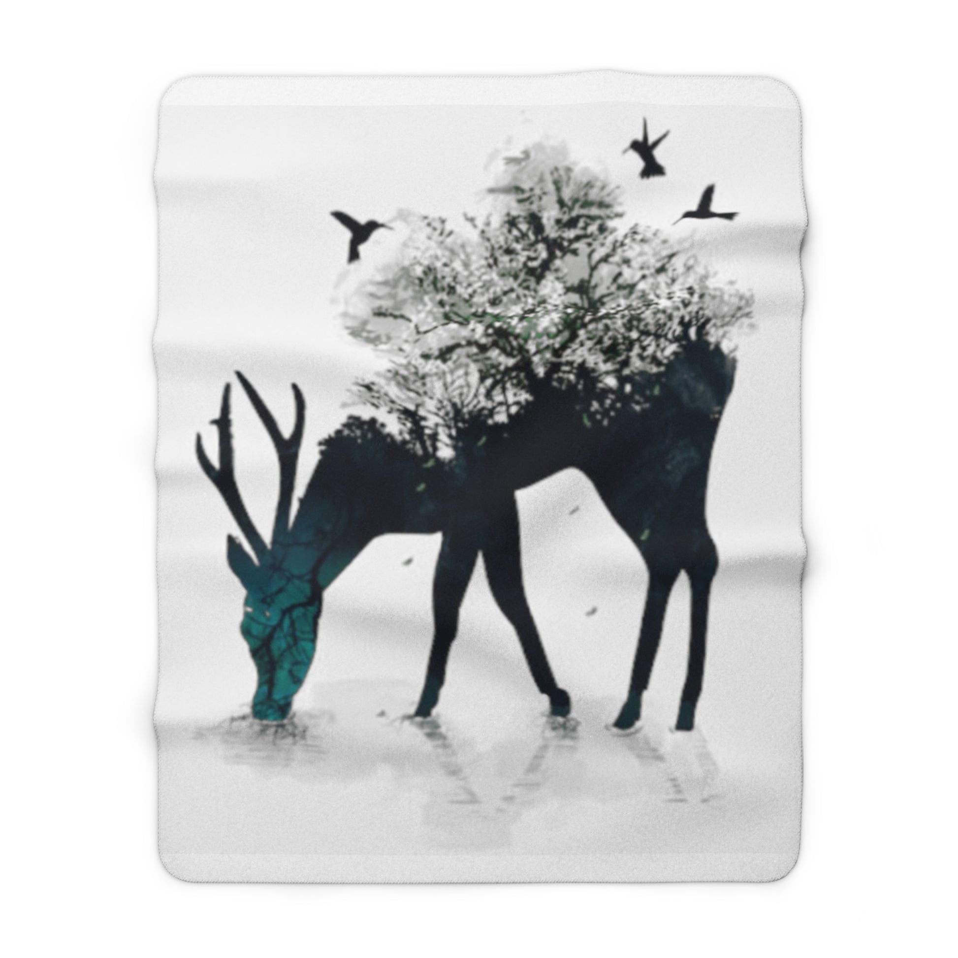 Stag Graphic Design Artwork Sherpa Fleece Blanket - NocturnalExpressions