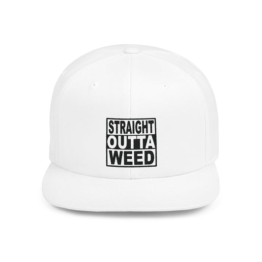 Straight Outta Weed Typography Flat Bill Snapback