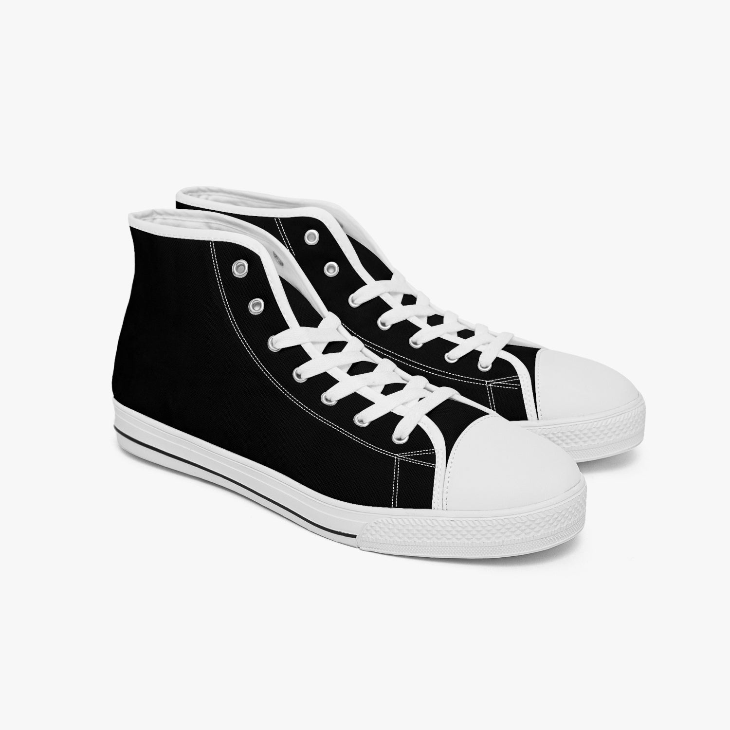 Black and White/Black High-top Canvas Sneakers - NocturnalExpressions