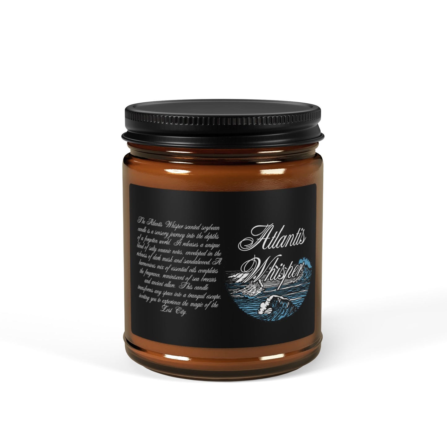 Atlantis Whisper Scented Soy Candle (Multi-Size:4 & 9oz, Amber Jar)