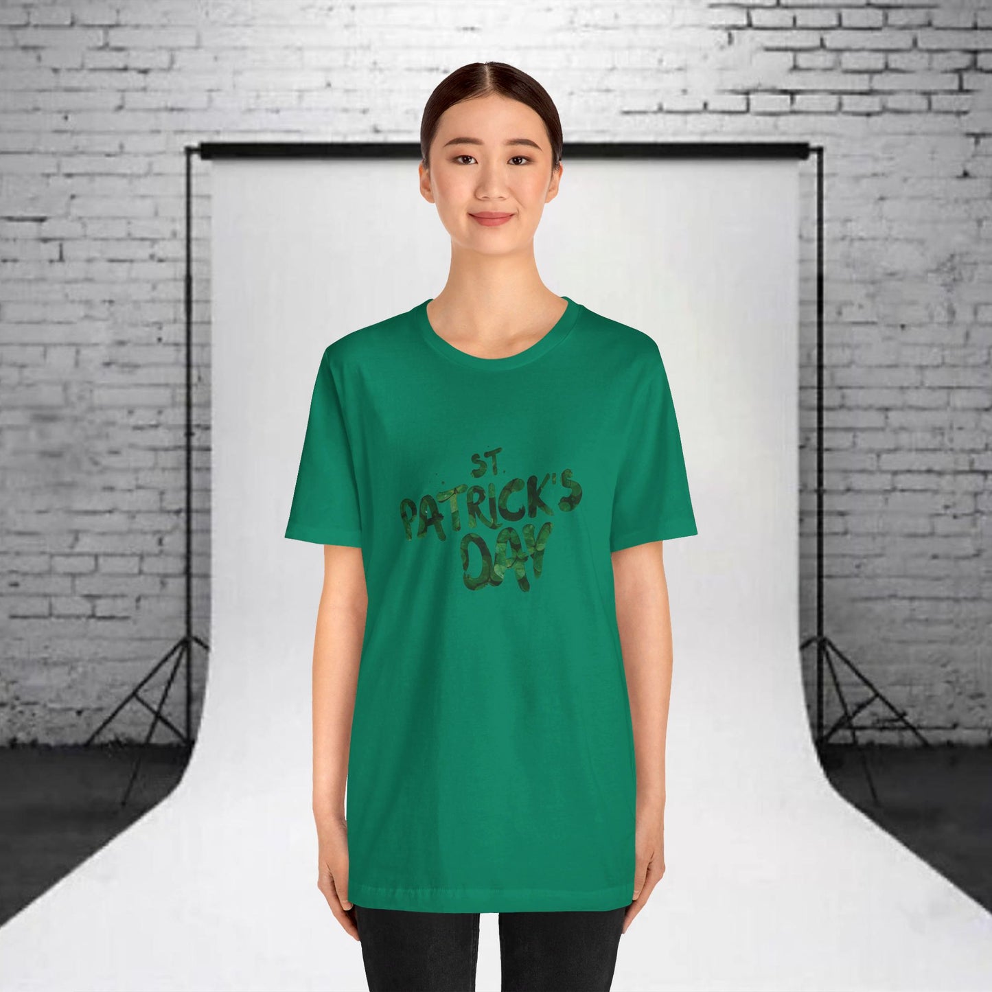 St Patrick's Day Shamrocks Typography Graphic Design Jersey Short Sleeve Tee