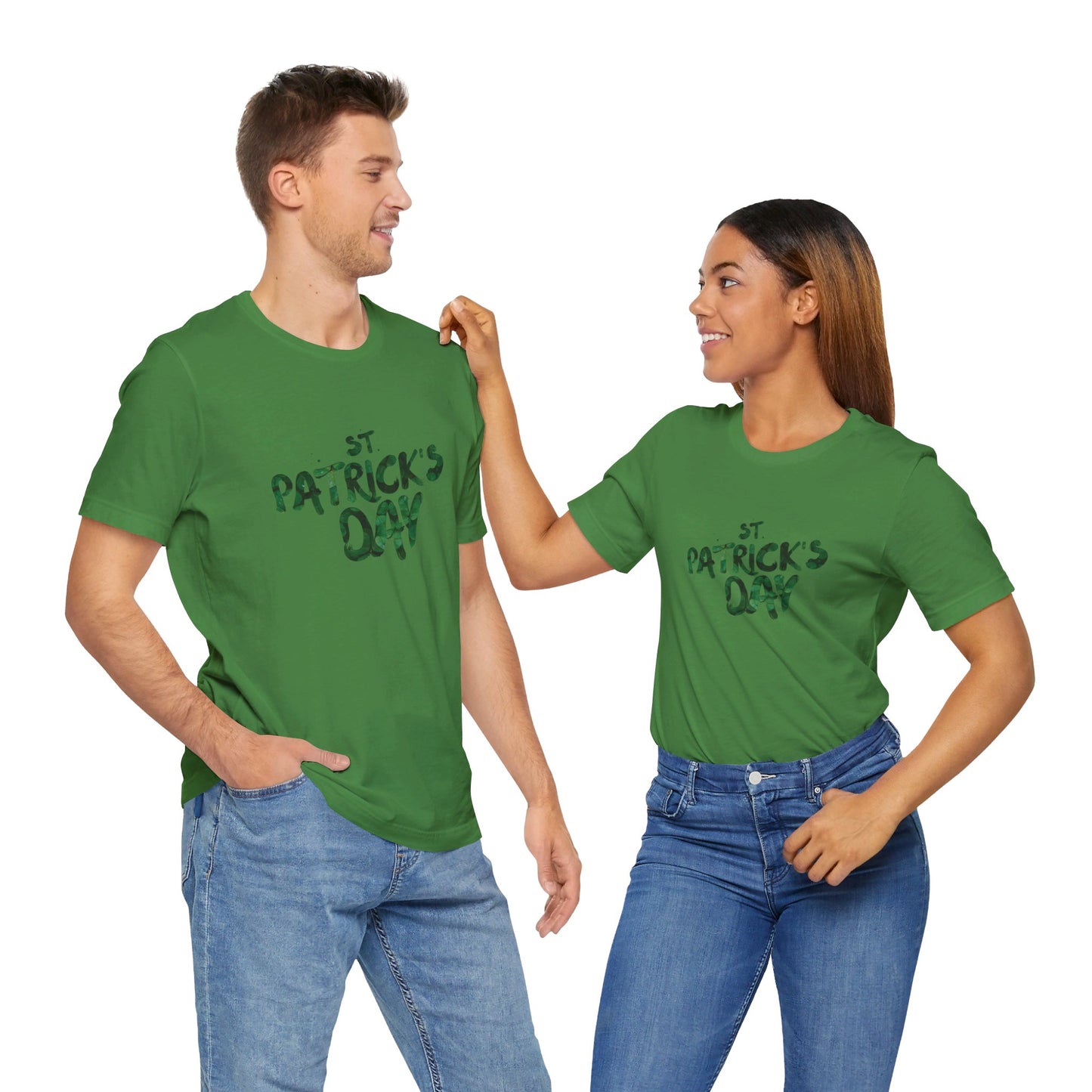 St Patrick's Day Shamrocks Typography Graphic Design Jersey Short Sleeve Tee