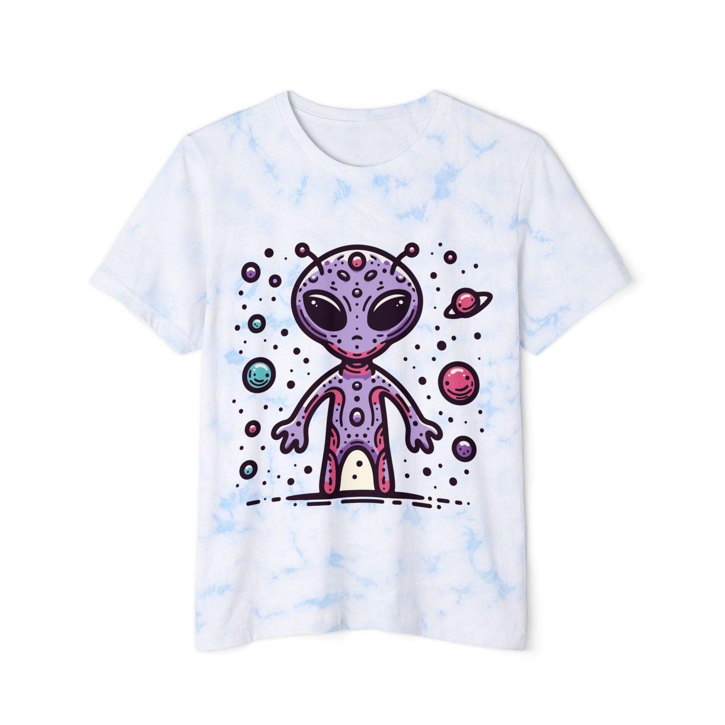 Alien Typographical Art Fashion Tie-Dyed T-Shirt