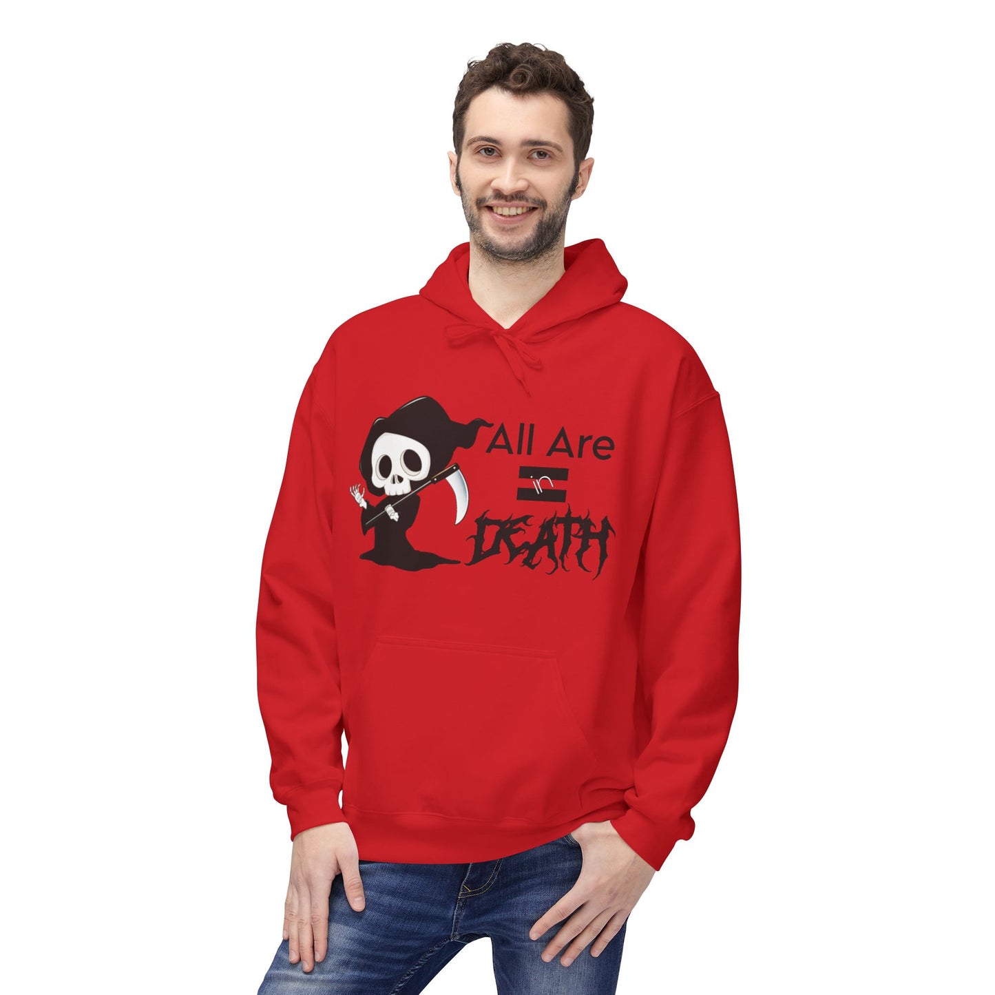 All Are Equal In Death Typographical Art Unisex Softstyle Fleece Hoodie