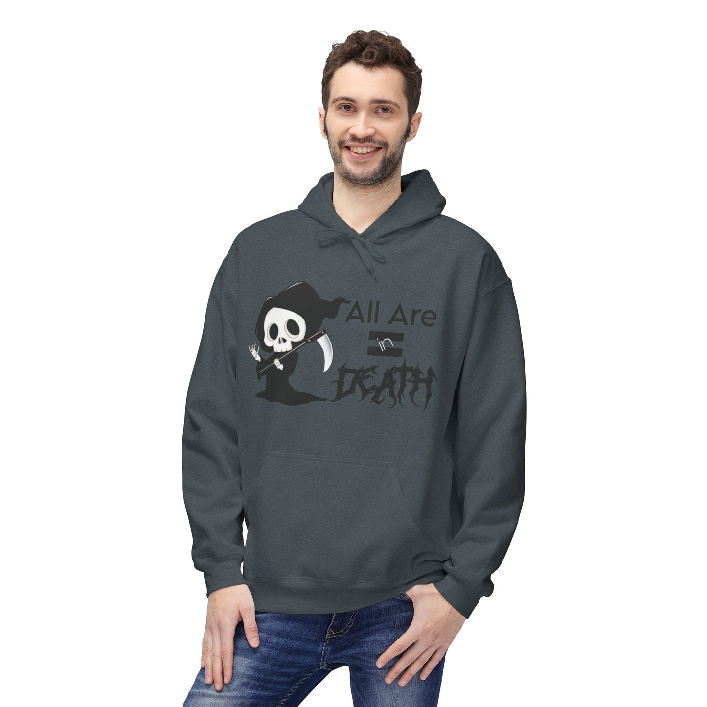 All Are Equal In Death Typographical Art Unisex Softstyle Fleece Hoodie