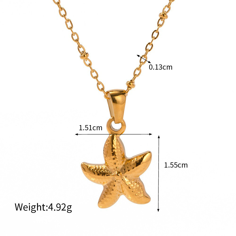 18K Gold Noble and Luxurious Shell/Fishtail/Starfish/conch/Seahorse-shaped Beach Style Necklace - NocturnalExpressions