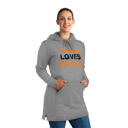 Women's This Girl Loves Halloween Typography Hoodie Dress