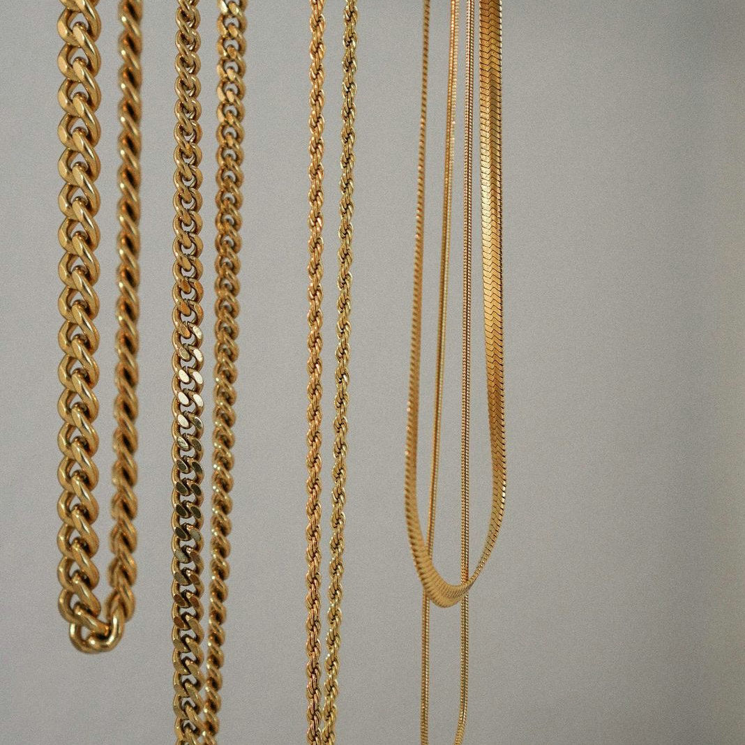 18K Gold Vintage Simple Cuban Chain Design Versatile Necklace - NocturnalExpressions