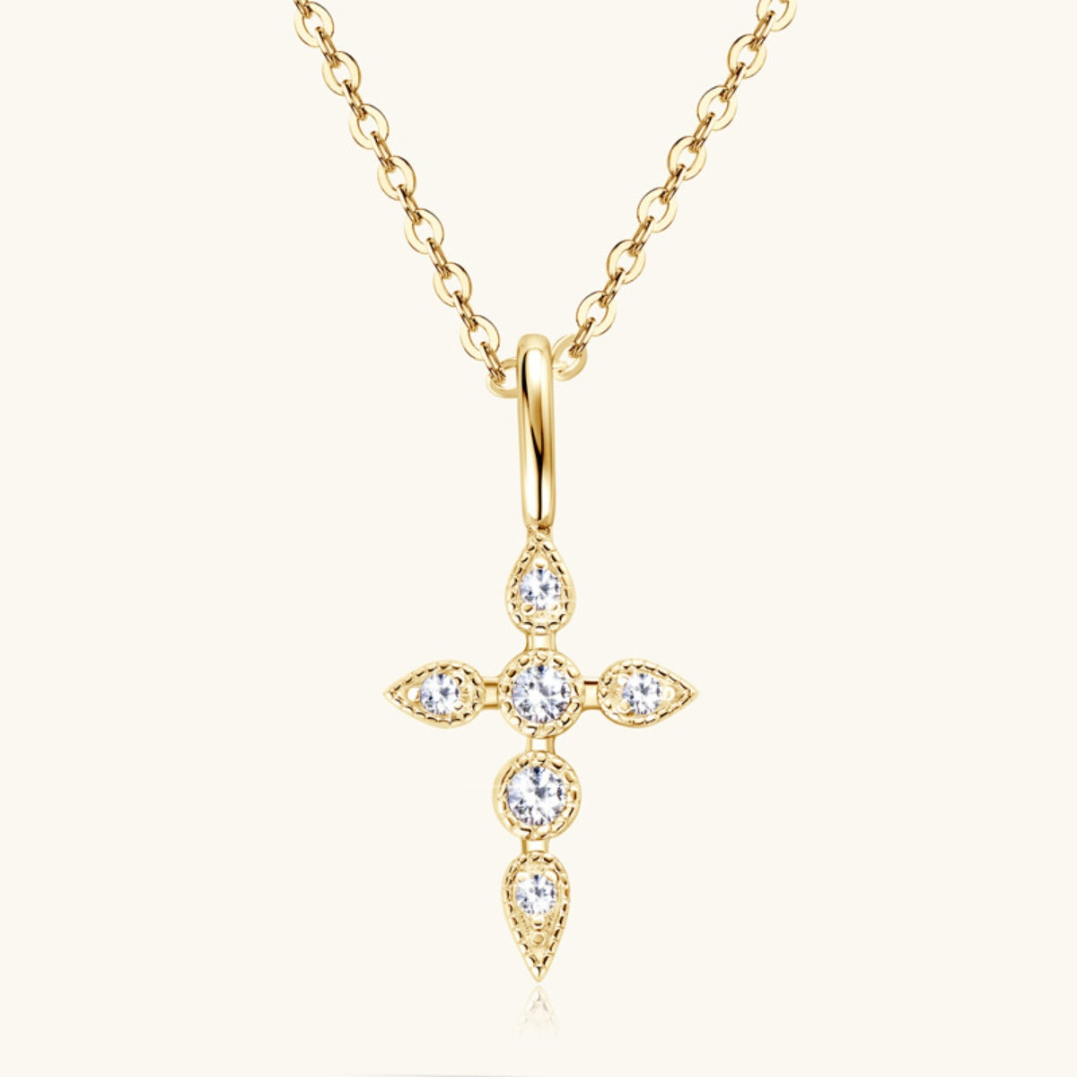 925 Sterling Silver Moissanite Cross Pendant Necklace - NocturnalExpressions