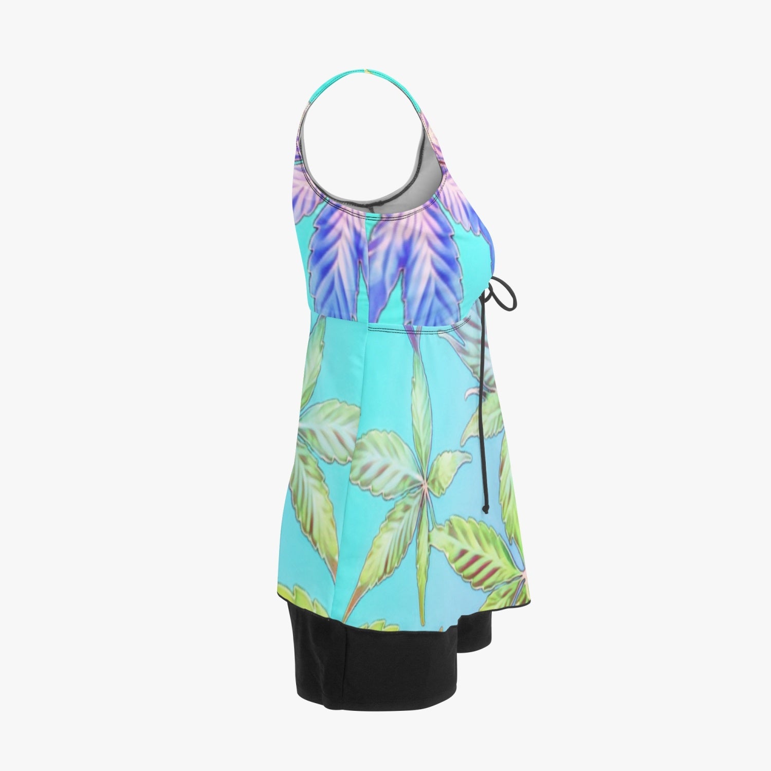 Women's Multicolored Color Gradient Potleaf Two-Piece Tankini Swimsuit with Shorts - NocturnalExpressions