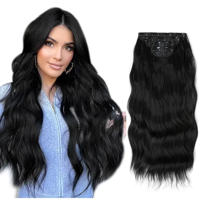 Synthetic Long Wavy Clip In Hair Extensions - NocturnalExpressions