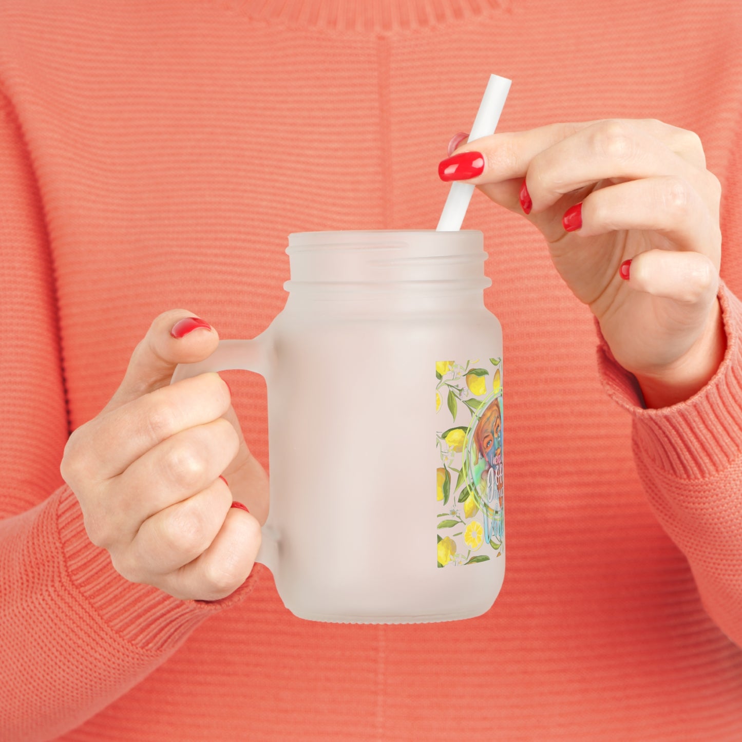 There's A Good Chance This Is Vodka Graphic Frosted Glass Mason Jar With Straw And Lid - NocturnalExpressions