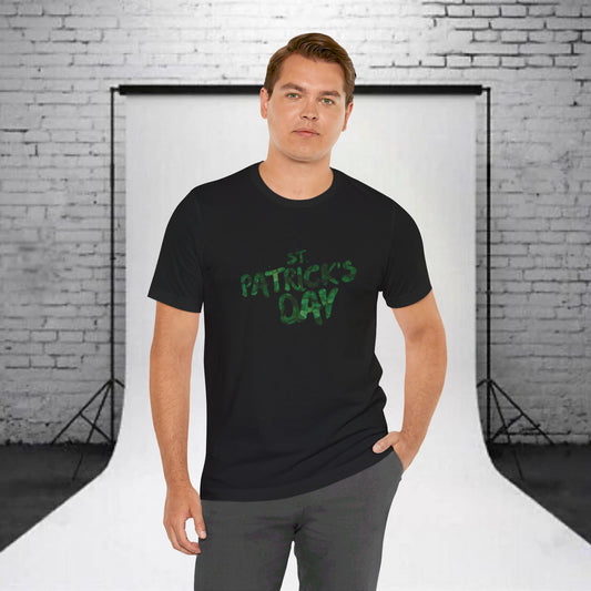 St Patrick's Day Shamrocks Typography Graphic Design Jersey Short Sleeve Tee