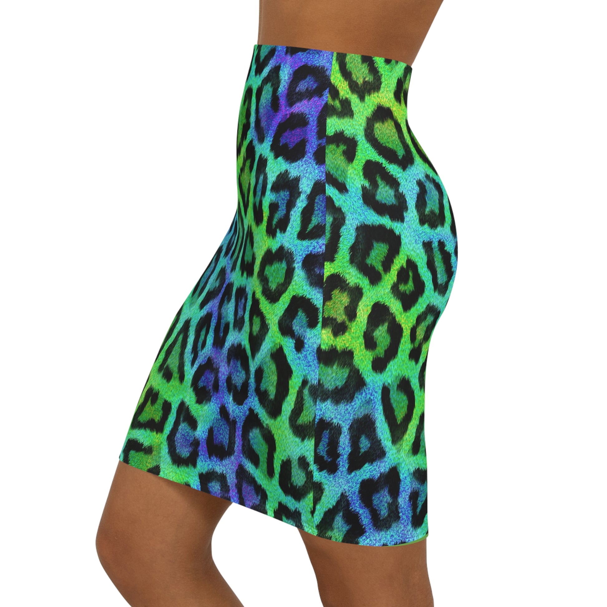 Women's Multicolored Leopard Print Mid-Waist Pencil Skirt - NocturnalExpressions