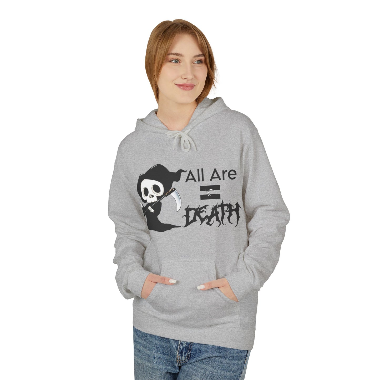 All Are Equal In Death Typographical Art Unisex Softstyle Fleece Hoodie