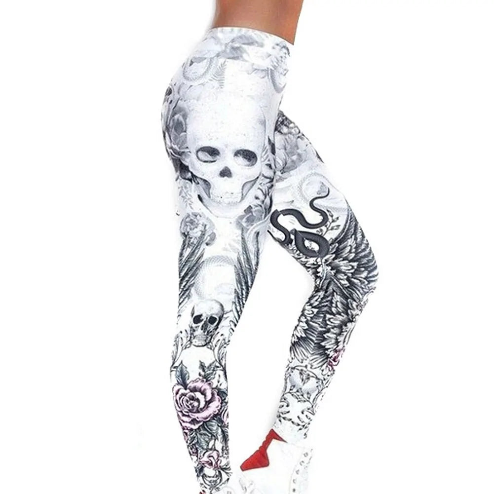 Skull Artwork Printed Leggings - NocturnalExpressions